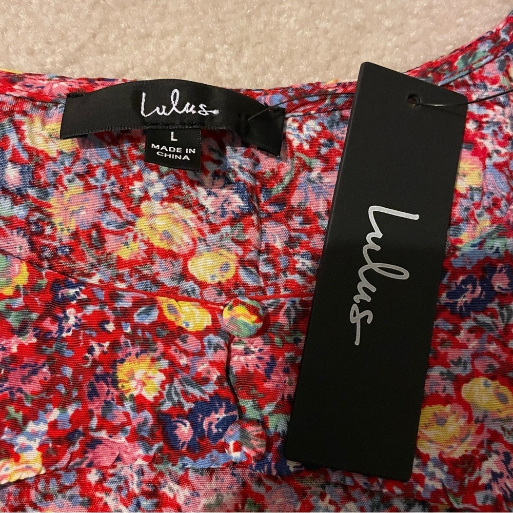 LULUS red floral cutout mini dress-large NWT - Picture 10 of 11
